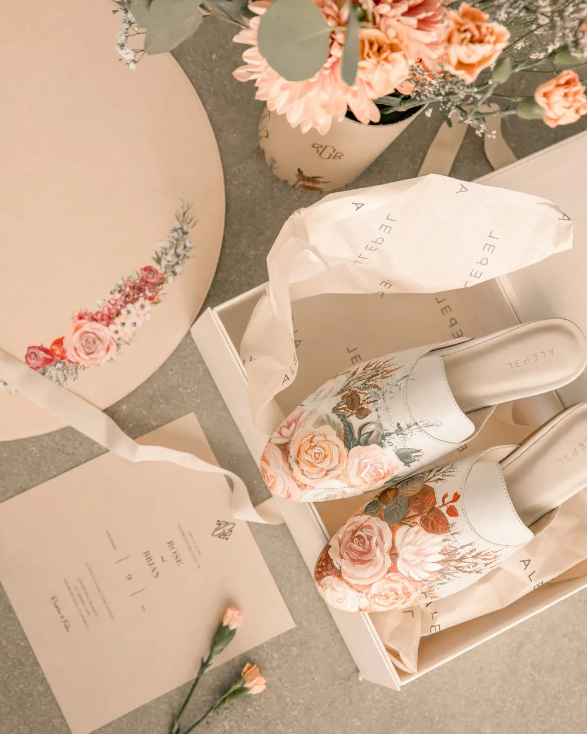 Store Alepel Bridal Bouquet Beige Mule